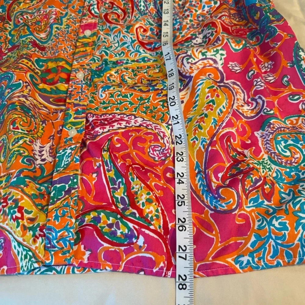 Lauren Ralph Lauren Womens Size 1X Vibrant Paisley 3/4 Sleeve Lightweight Blouse - Picture 8 of 8